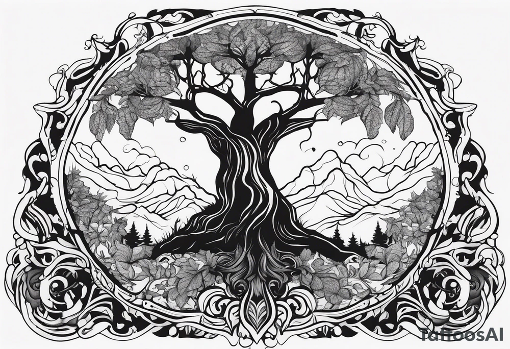 Baum mit langen Wurzeln tattoo idea