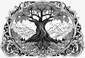 Baum mit langen Wurzeln tattoo idea