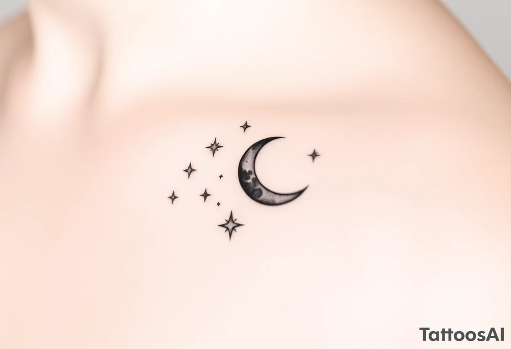 Stars and moon tattoo idea