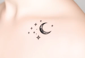 Stars and moon tattoo idea