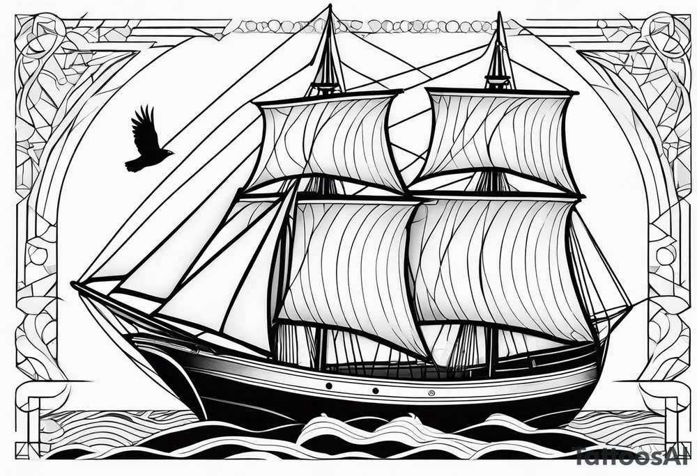 Chough (bird), sailing boat tattoo idea