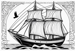 Chough (bird), sailing boat tattoo idea