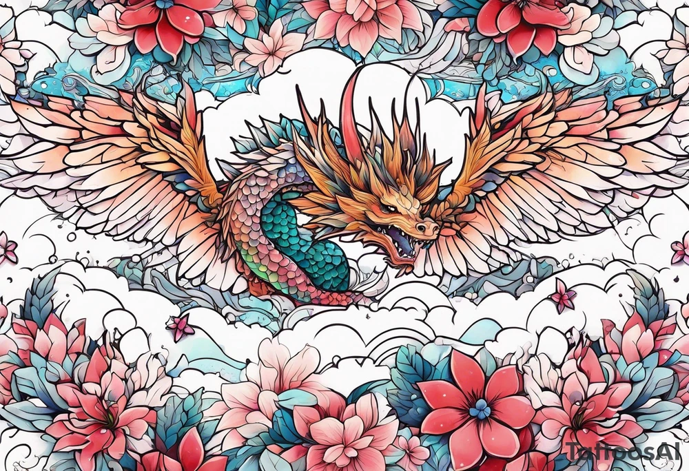 Constellation, wing , snow , cross , dragon female japan kawaii , flower tattoo idea