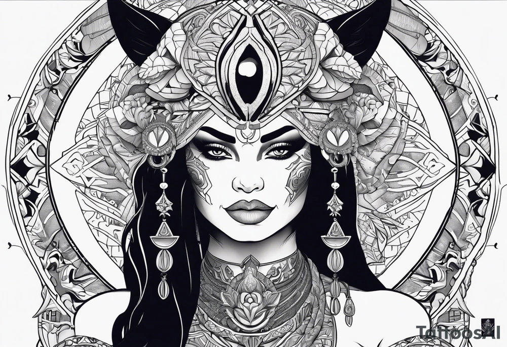 kali, alien goddess, valkrye, pirate, zenza resonance, pachamama, lotus azul, blank panther, eagle, skull, 5D, nueva gaya, dna 12 tattoo idea