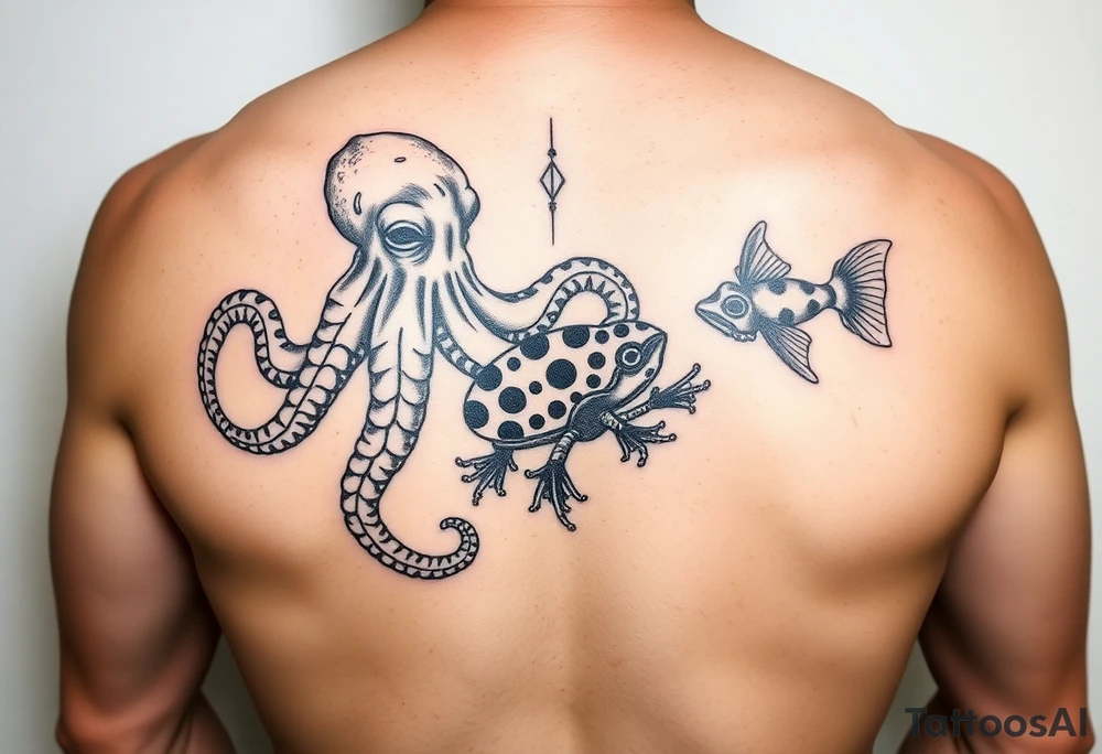 octopus, poison dart frog, pufferfish tattoo idea