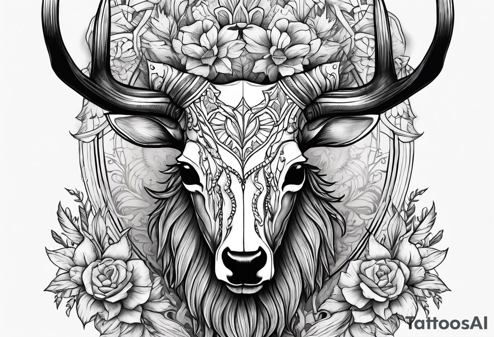 Dead deer skull tattoo idea