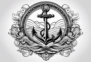 anchor with waves tattoo idea