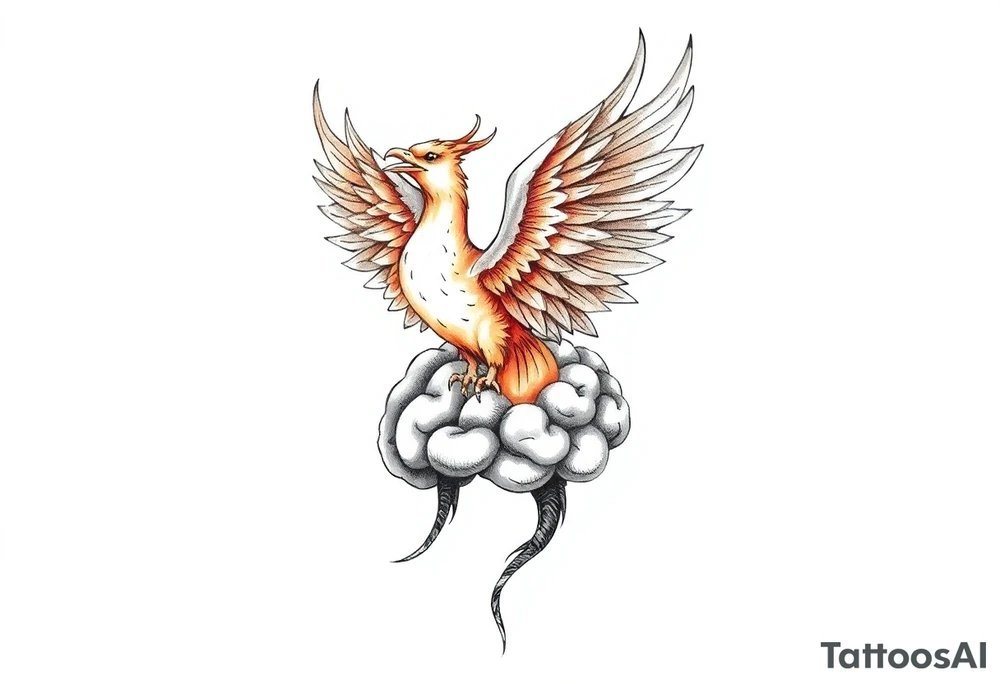 phoenix coming out of a brain tattoo idea