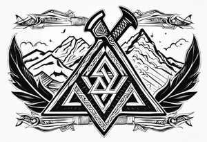 Valhalla 
valknut sword axe tattoo idea