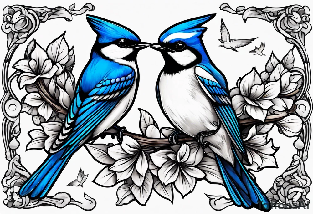 Swallow birds and blue jays flying tattoo idea