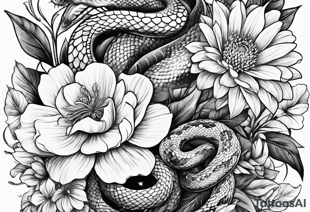 Floral arrangement with a snake tattoo idea