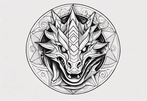 Dragón with the sun tattoo idea