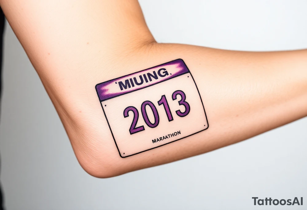 Racing half marathon bib 2013 purple and gold running safety pins tattoo idea