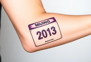 Racing half marathon bib 2013 purple and gold running safety pins tattoo idea