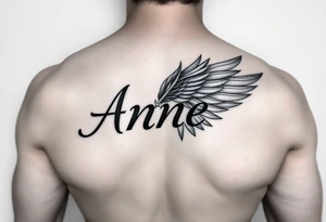 the name Anne in a phoenix feather tattoo idea
