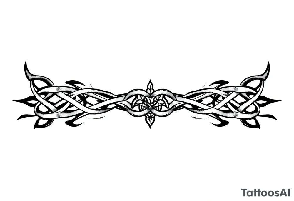 Arm band tattoo of Celtic knot combined with nature tattoo idea