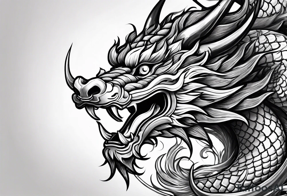 Japanese Dragon head located on arm tattoo idea