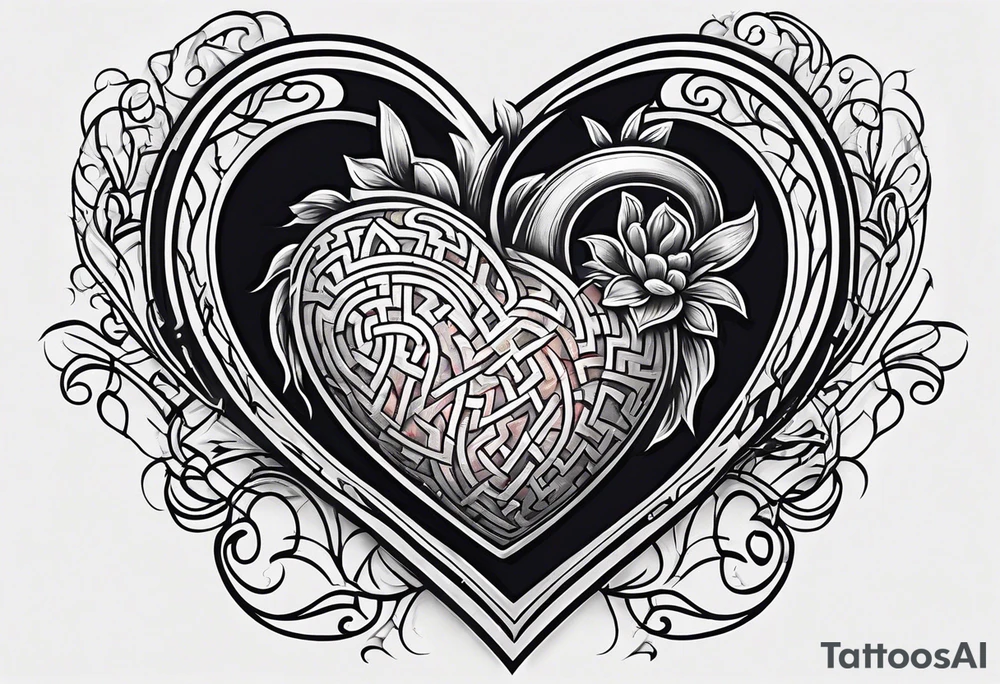 real heart with a maze inside tattoo idea