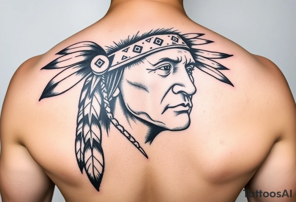 Native american style portrait tattoo idea
