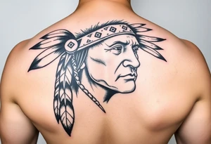 Native american style portrait tattoo idea