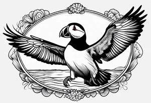 a flying puffin tattoo idea