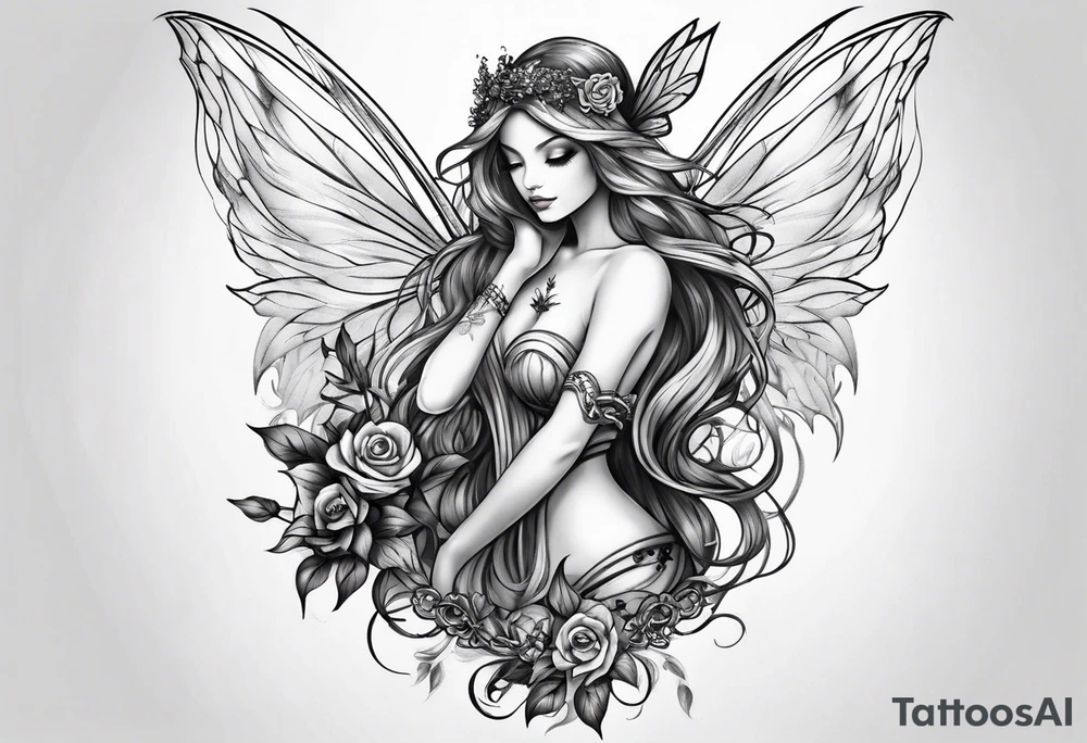 Full body small fairy tattoo idea