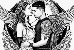 Brother and sister tattoo for mother passing away with a cross on my tricep and a wing in by bicep tattoo idea
