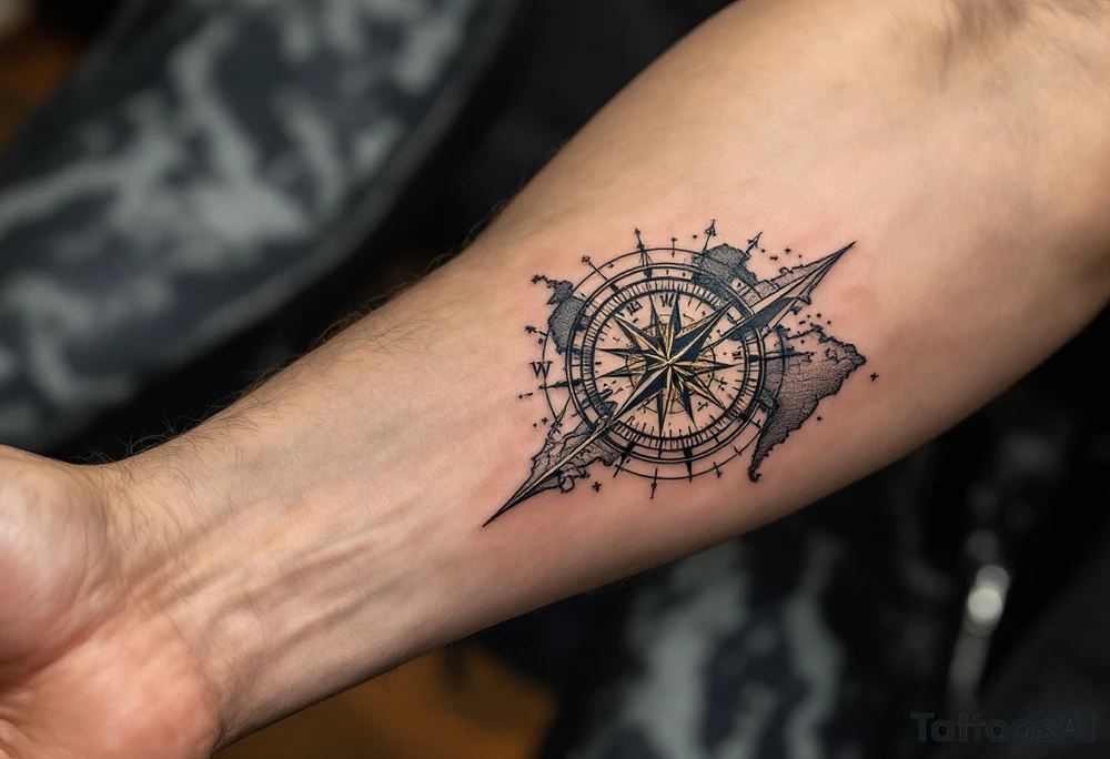 world map compass/clock tattoo idea