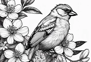 orang blossom branches with white
flowers with a bird tattoo idea