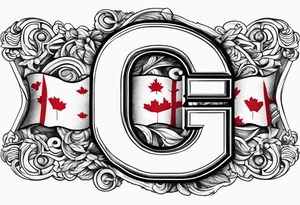 The letter C with the Canadian flag with the letter C tattoo idea