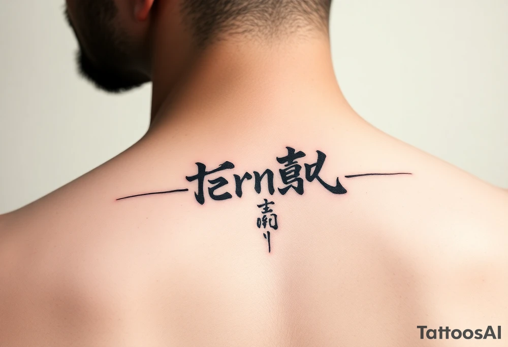 Eternity in
font Japanese style going down on neck tattoo idea