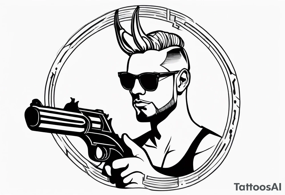 capricorn man with sunglasses and gun tattoo idea