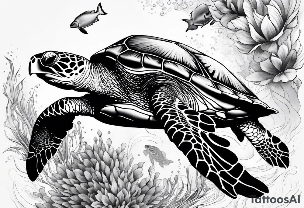 Leg tattoo
Sea turtle
Underwater tattoo idea