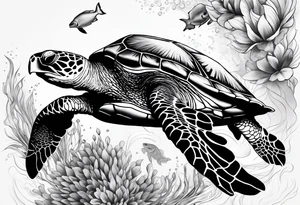 Leg tattoo
Sea turtle
Underwater tattoo idea