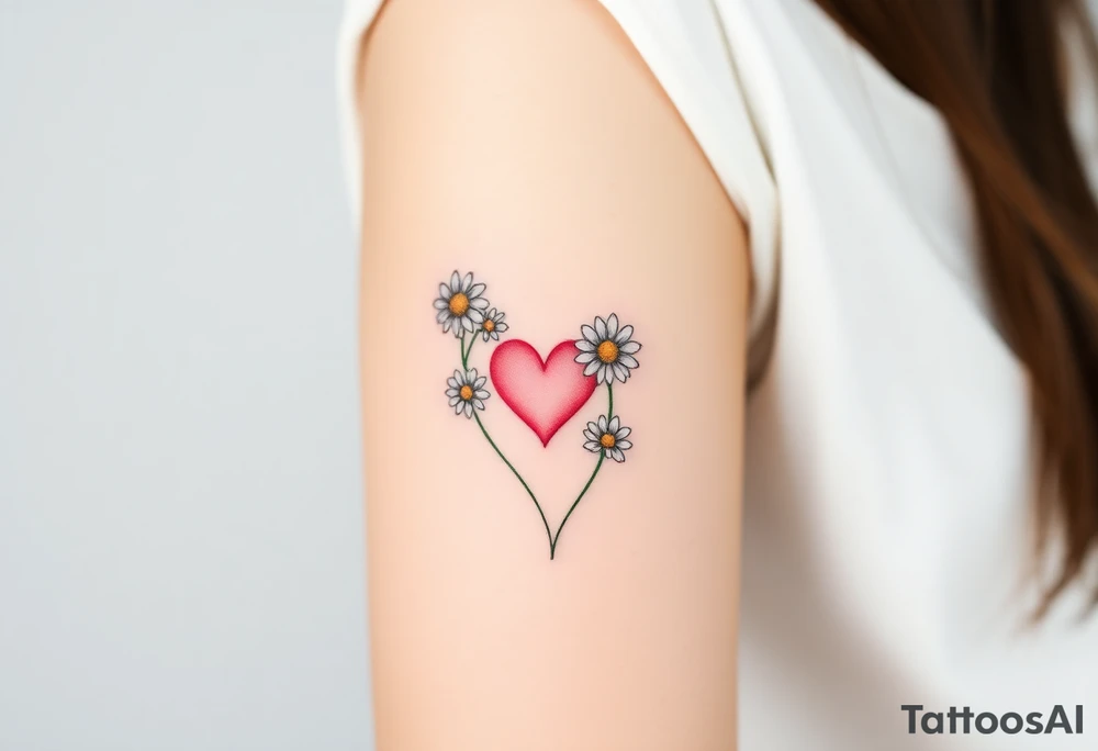 Daisies and heart tattoo idea