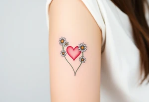 Daisies and heart tattoo idea