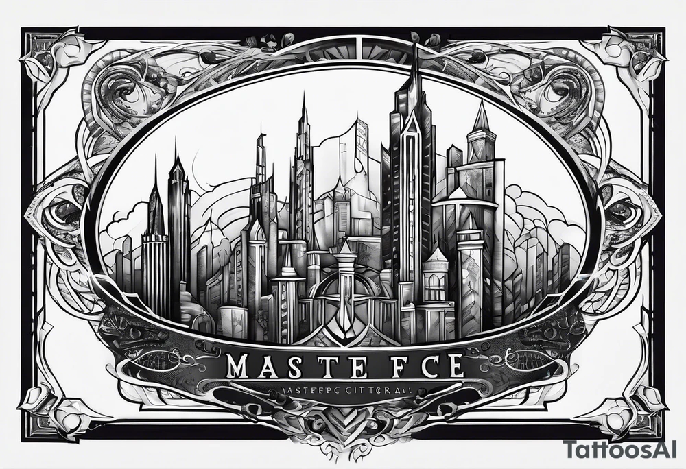 very dark emerald city tattoo idea