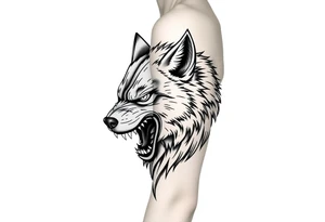Ferocious wolf head tattoo idea