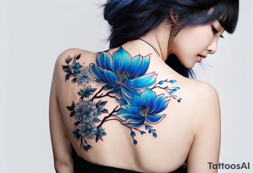 A japanese string around the wrist, make it blue without gradient tattoo idea