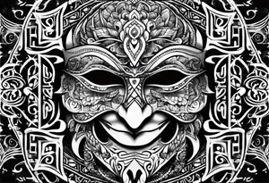 Flip face mask ambigram tattoo idea
