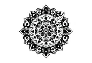 spiritual feather indian mandala shaman rune tattoo idea
