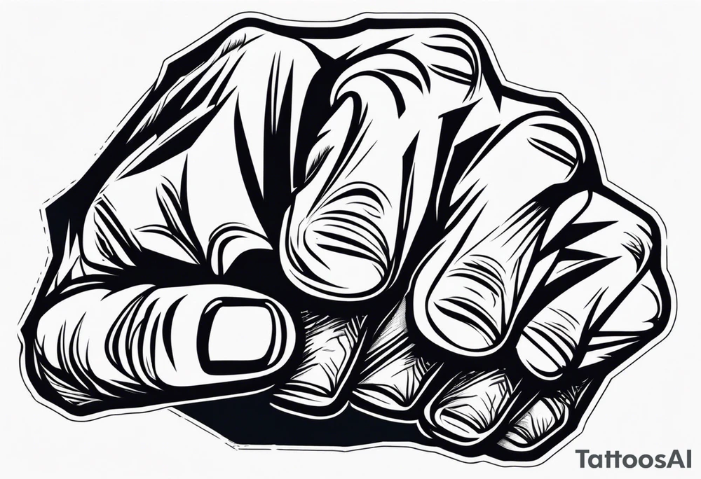 A clenched fist on the back using negative space techniques tattoo idea A clenched fist on the back using negative space techniques tattoo idea