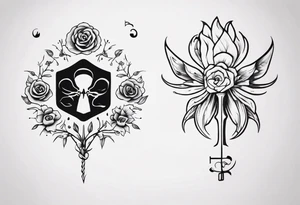 Couple tattoo love cancer horoscope key flower tattoo idea