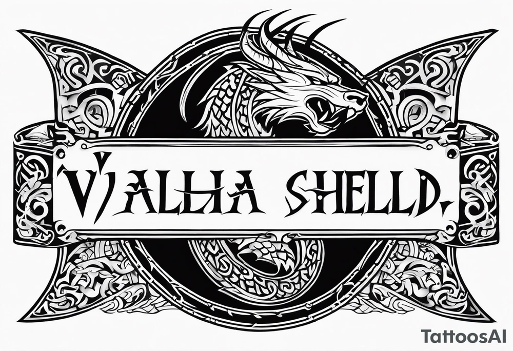 Viking sword Valhalla dragon shield tattoo idea