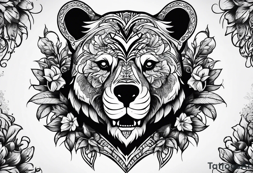 skeleton bears head gothic tattoo idea