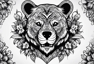 skeleton bears head gothic tattoo idea