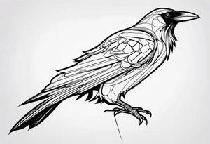 outline of a tall Raven tattoo idea