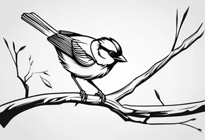 Sparrow taking off from breaking branch tattoo idea