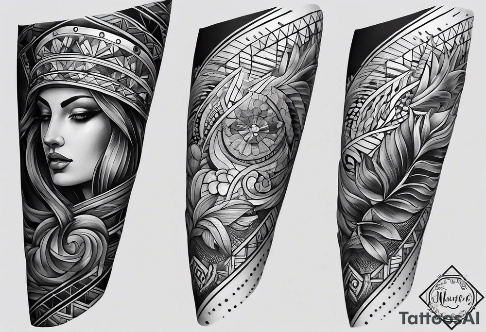 From left shoulder to forearm sleeve tattoo. Fine line geometric, concept design tattoo tattoo idea