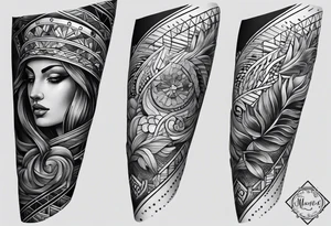 From left shoulder to forearm sleeve tattoo. Fine line geometric, concept design tattoo tattoo idea